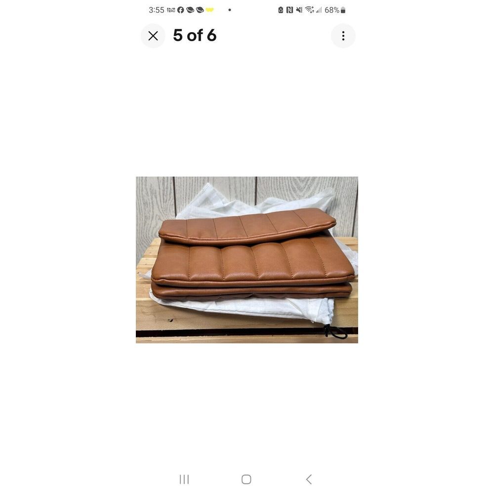 Fawn Design Carmel‎ Brown Quilted Clutch Crossbody Bag Zipper Strap Dust Bag NEW - Picture 5 of 6